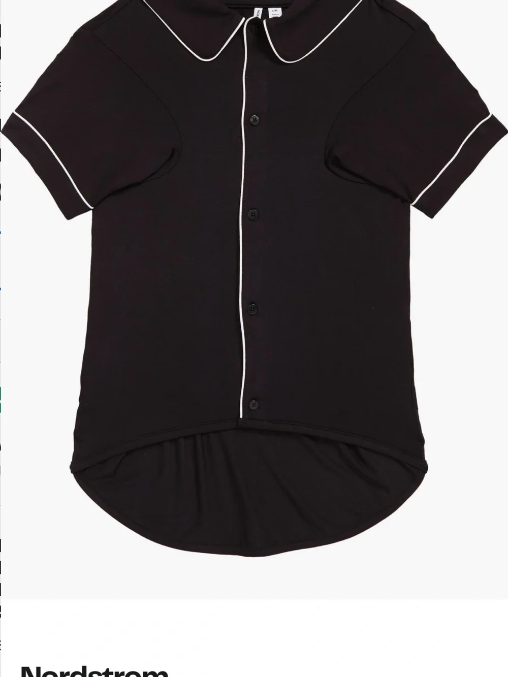 M/L Black Short Sleeve Pajama Top with White Piping for Dog